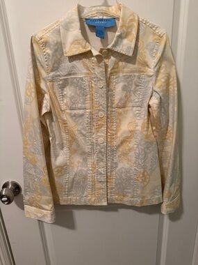 Doncaster Yellow & Gray Paisley-Print Denim Jacket